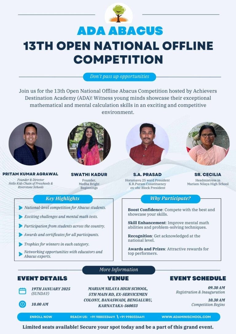 ADA Abacus 13th Open National Offline Competition