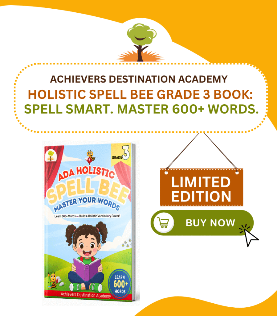 ADA Holistic Spell Bee Grade 3 Course Book – Vocabulary, Spelling Rules, Activities & Word Lists