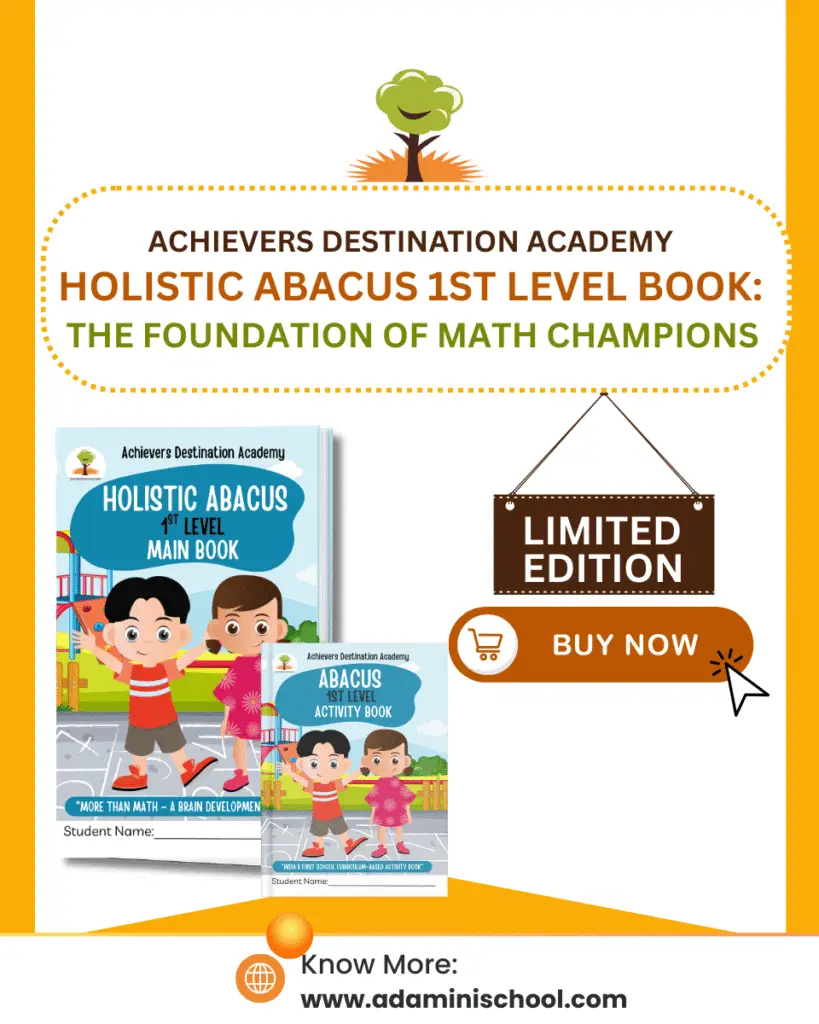 "ADA Holistic Abacus Level 1 Main and Activity Book for basic abacus skills and early mental maths training"