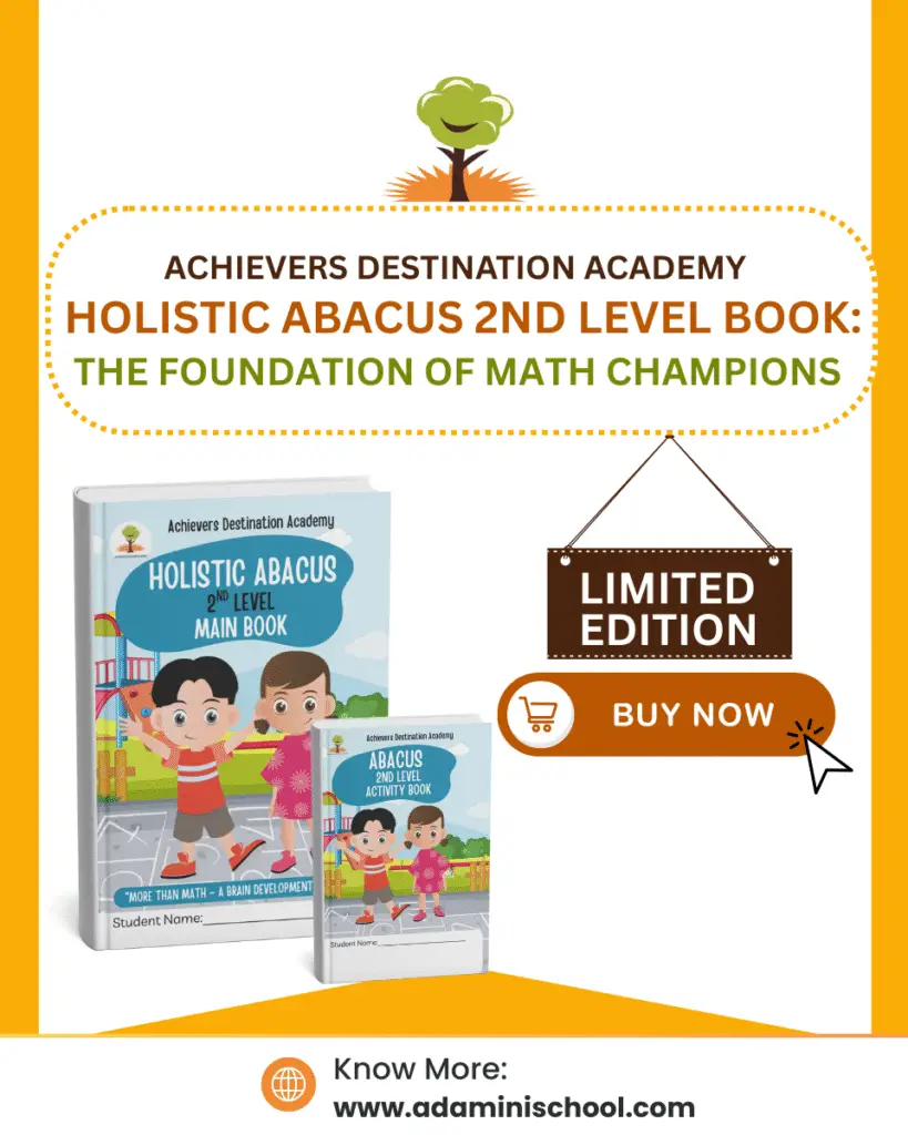 ADA Holistic Abacus Level 2 Main and Activity Book for improved bead technique and faster addition–subtraction skills