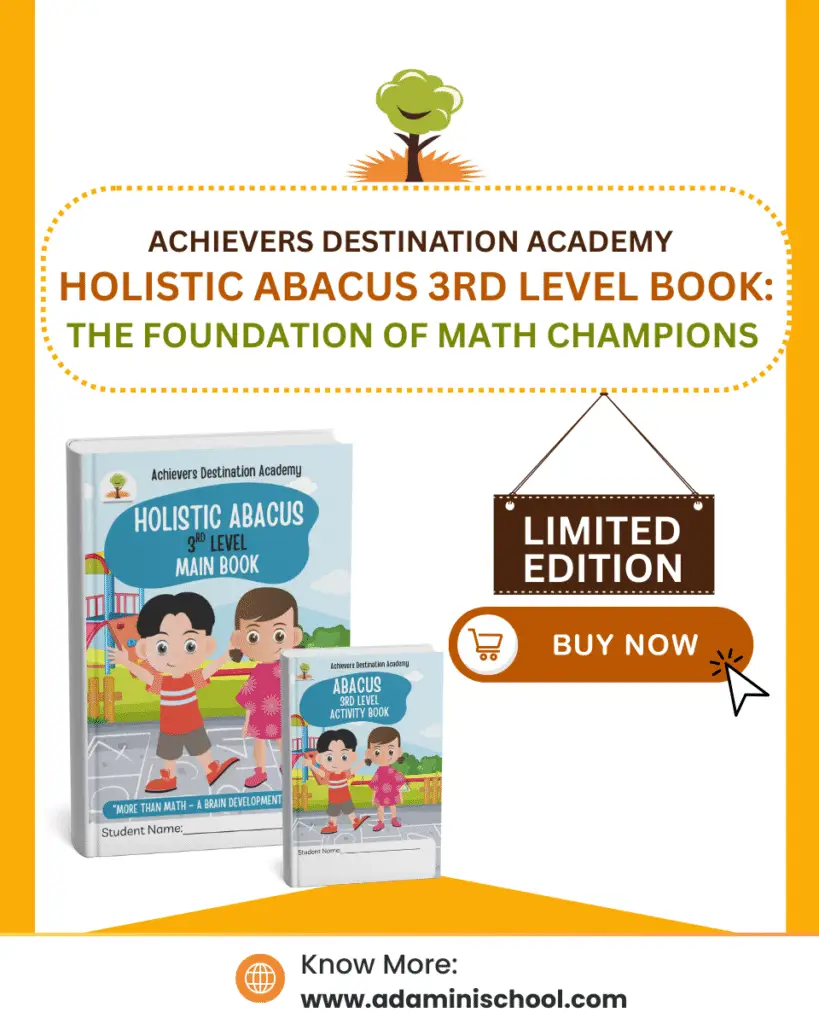ADA Holistic Abacus Level 3 Main and Activity Book for multi-digit calculations and improved concentration