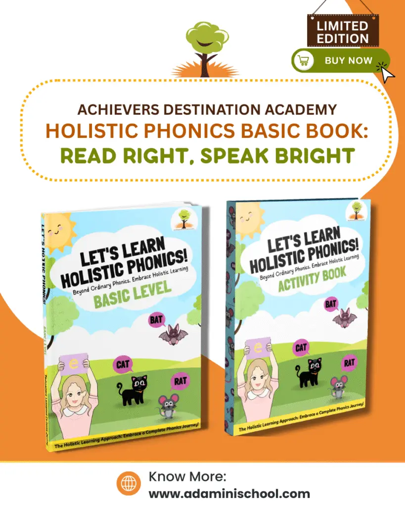 ADA Holistic Phonics Basic Book and Activity Book by Achievers Destination Academy for early reading and sound learning