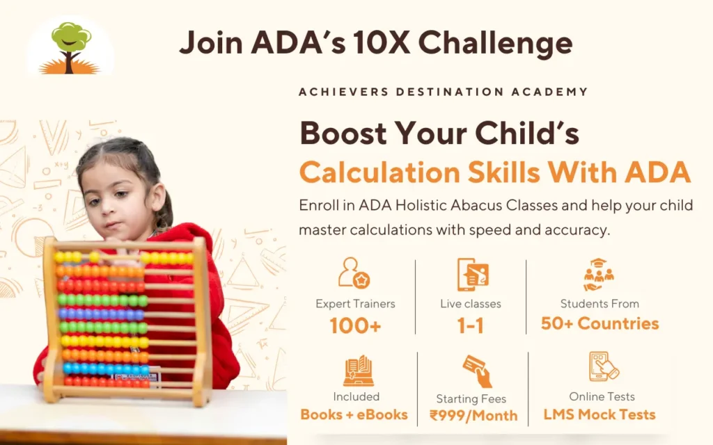 Advance your child’s mental-math skills with the ADA Holistic Abacus 5th Level Course — where speed, accuracy, and mental-visualisation come together.
